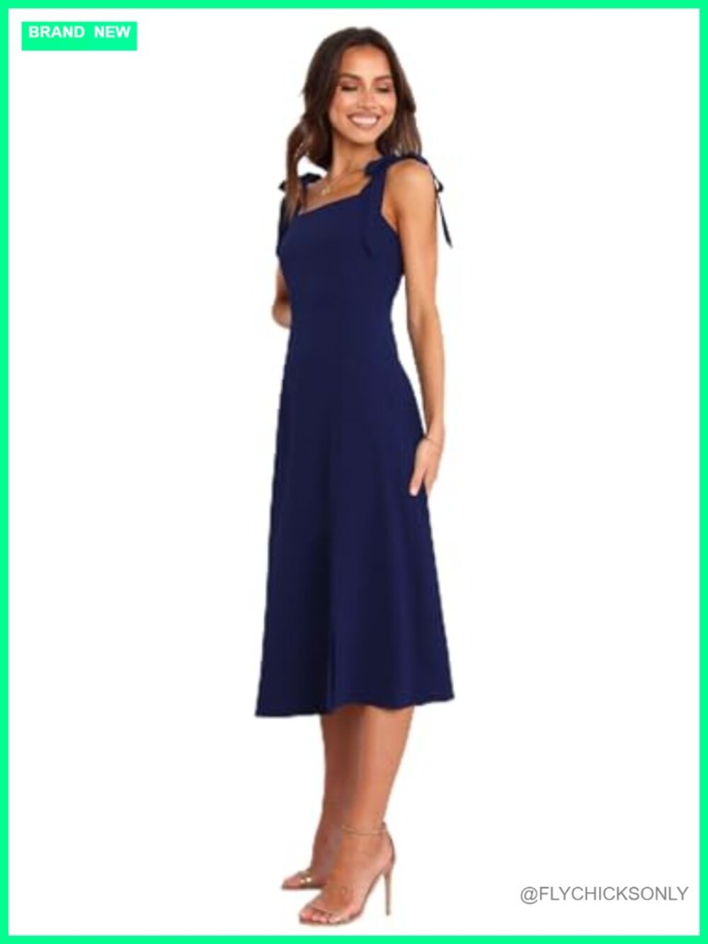 Petal & Pup Laurel Midi Dress Square Neck Tie Strap Formal Party